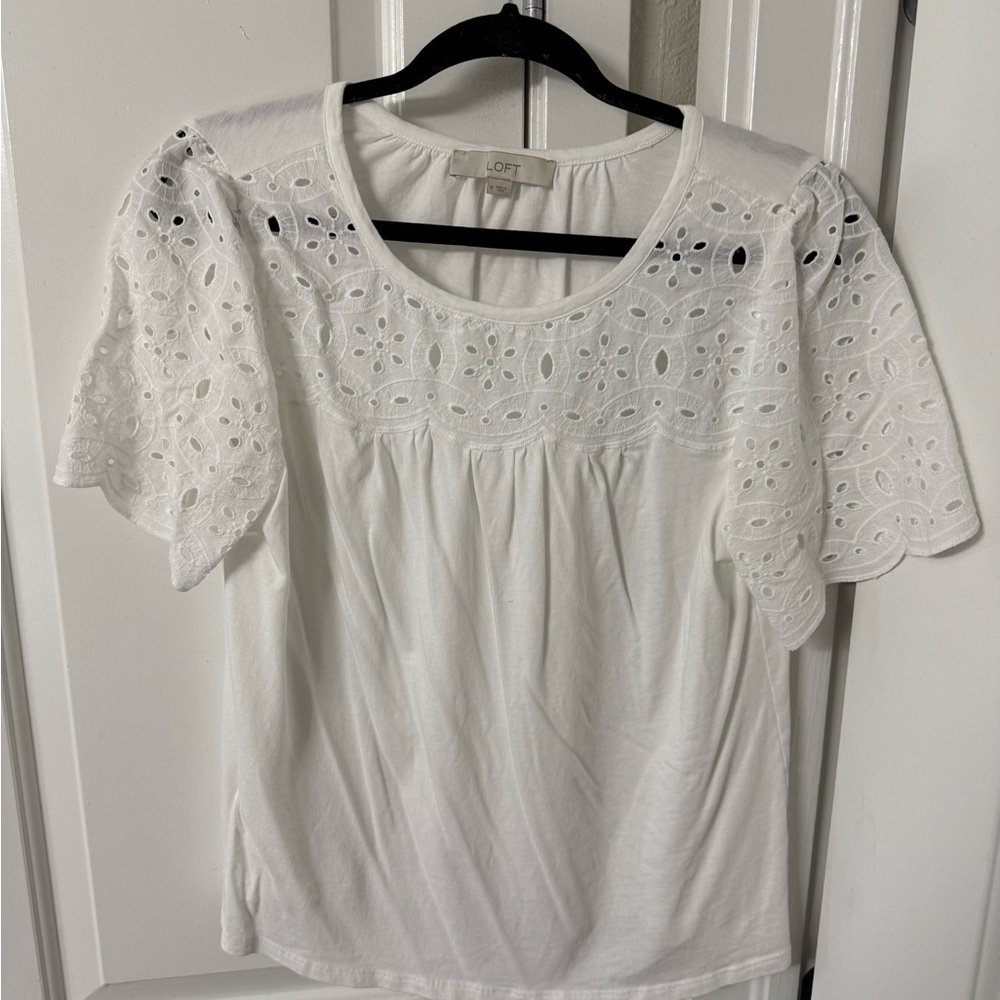LOFT White Eyelet Blouse